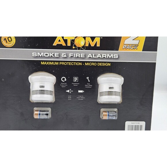 First Alert ATOM Smoke & Fire Alarms 2-PACK 761090 - P1000 Battery-Operated NEW - Picture 6 of 6